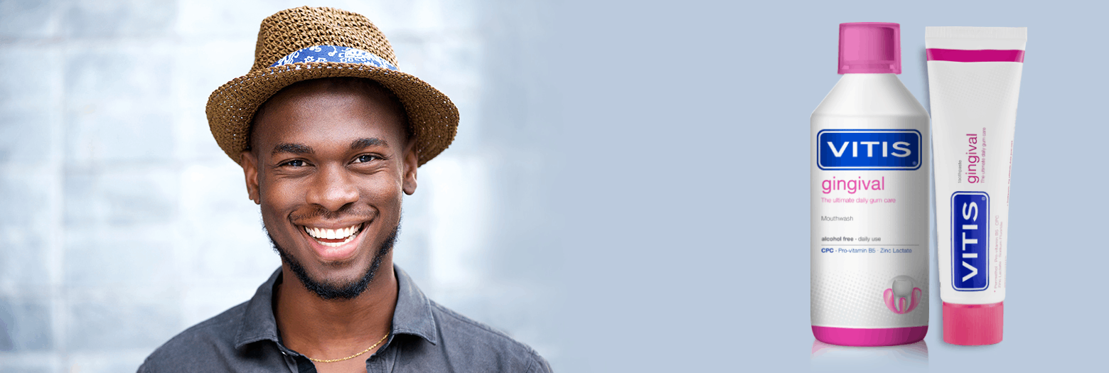 Gum Care VITIS a man looking happy